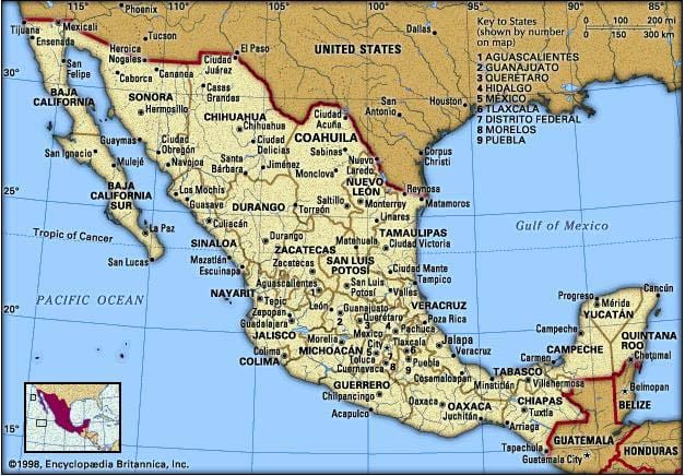mapa de l'est de Mèxic
