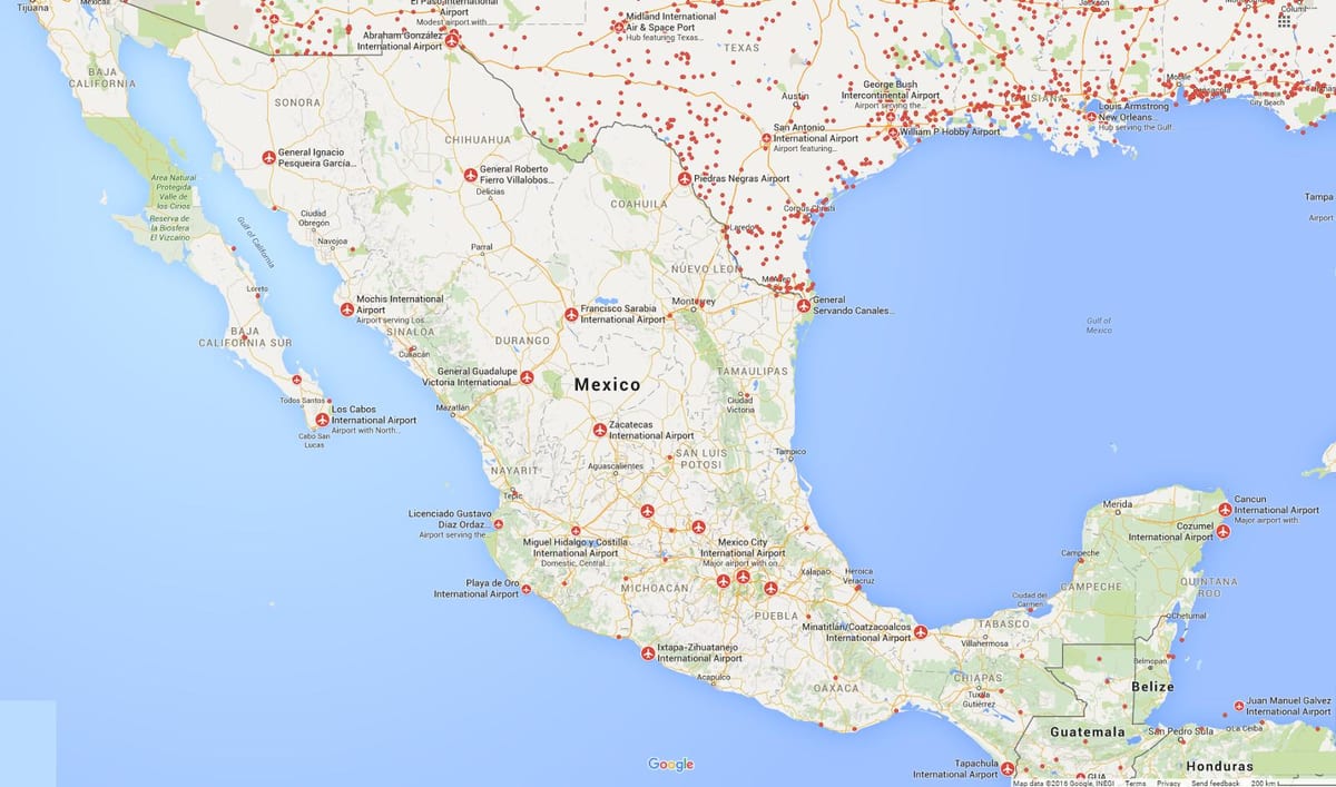 aeroports a Mèxic mapa