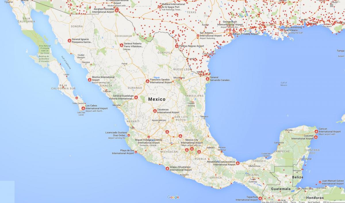 aeroports a Mèxic mapa