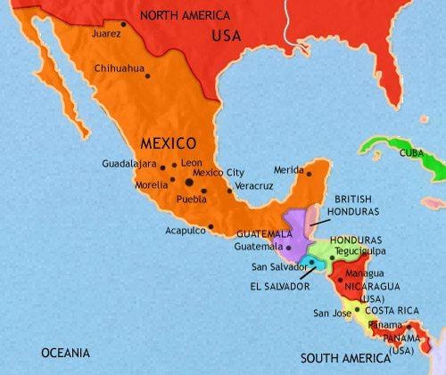 Mèxic amèrica mapa