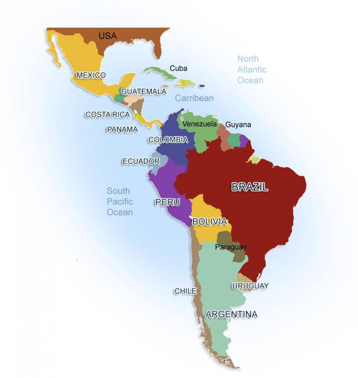 mapa de Mèxic i amèrica del sud