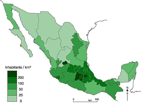 densitat de població mapa de Mèxic