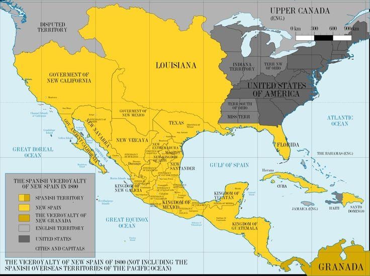mapa de Mèxic 1800