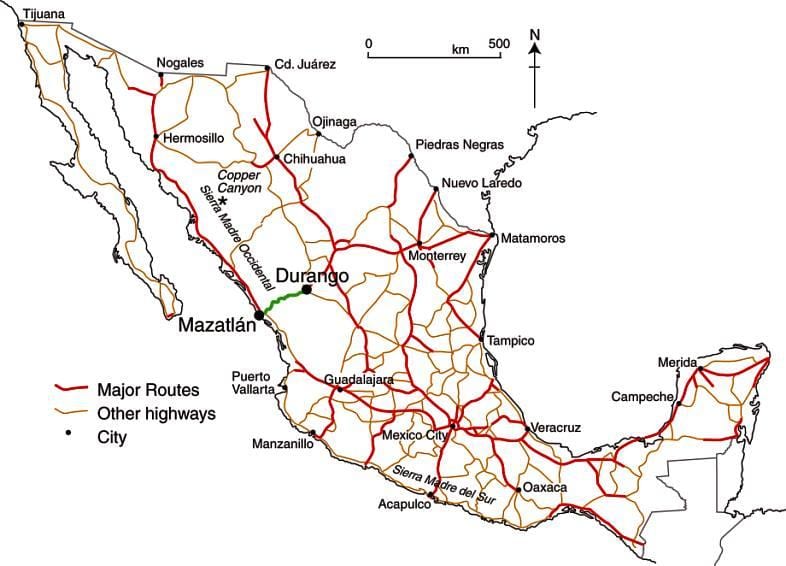 mèxic autopistes mapa