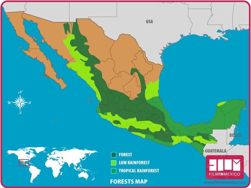 mapa de Mèxic boscos