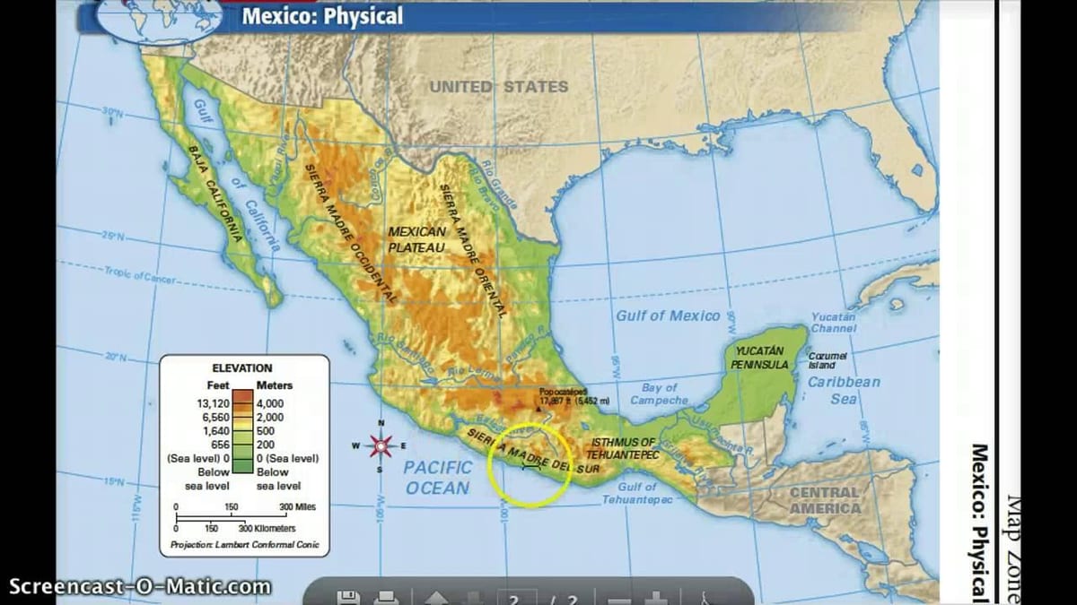 Mèxic mapa característiques físiques