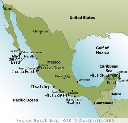 la costa est de Mèxic mapa