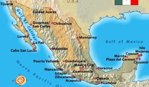 Mèxic destinacions de vacances mapa