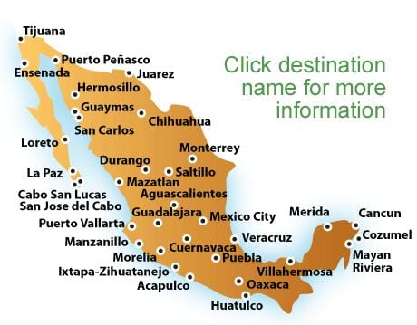 les estacions d'esquí de Mèxic mapa