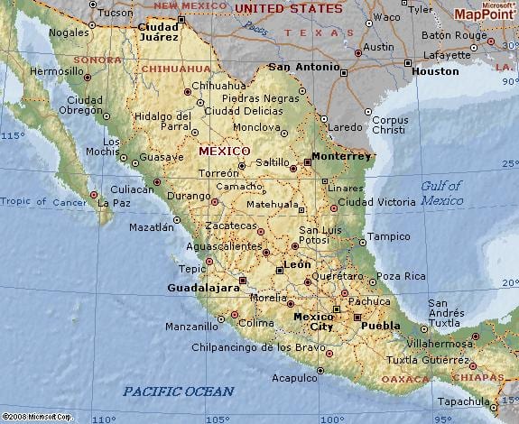 geografia de Mèxic mapa
