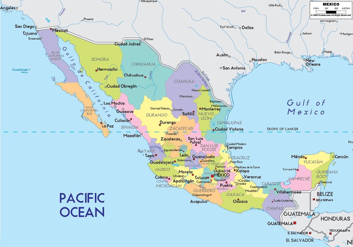les ciutats de Mèxic mapa