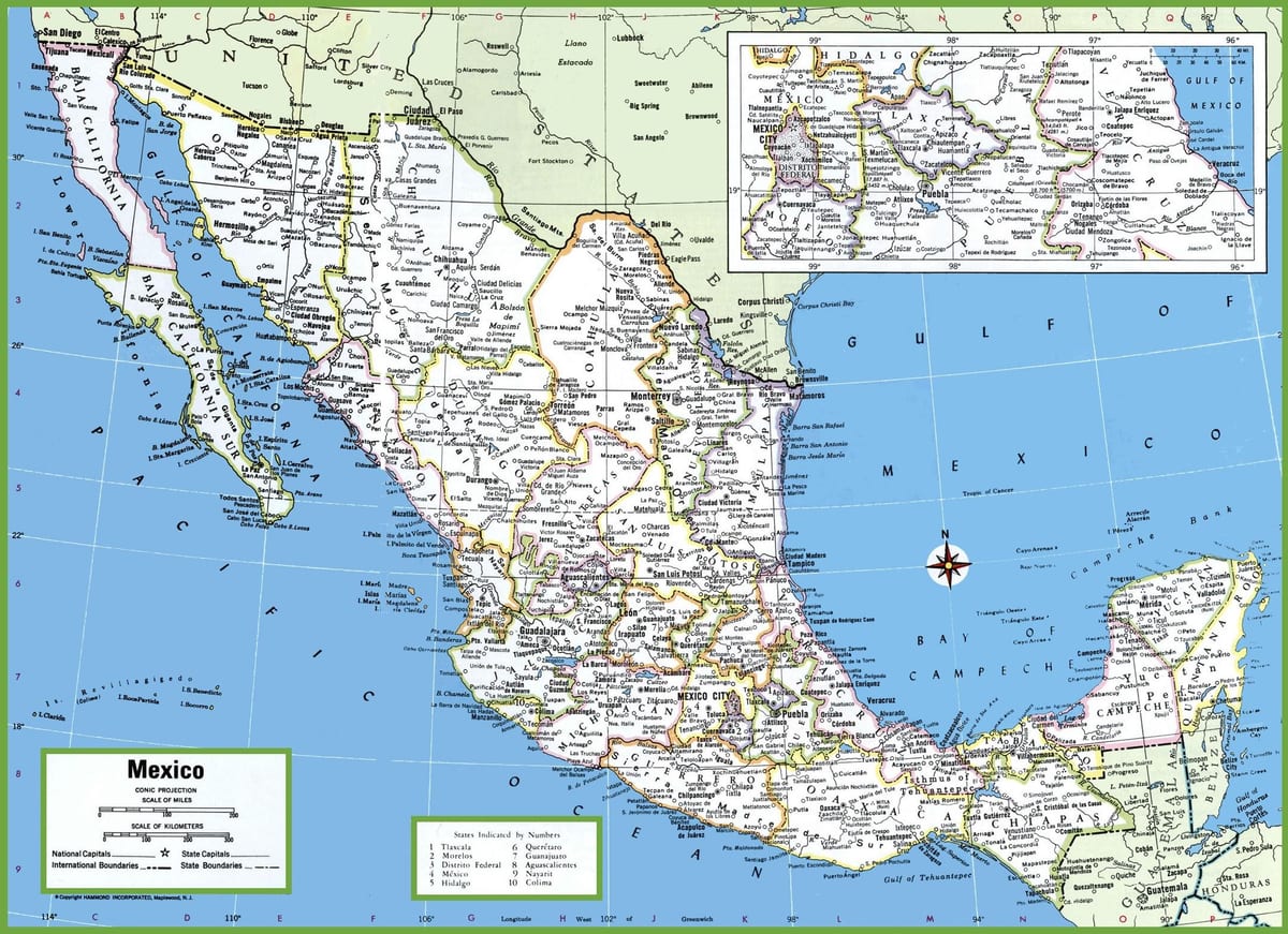 mapa de les ciutats de Mèxic