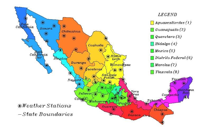 clima mapa de Mèxic