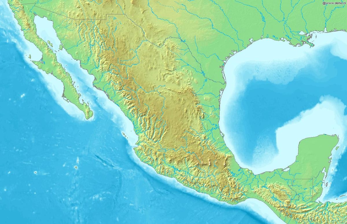 mapa de Mèxic terreny