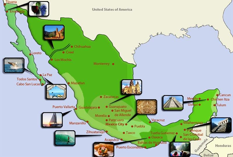 mapa turístic de Mèxic