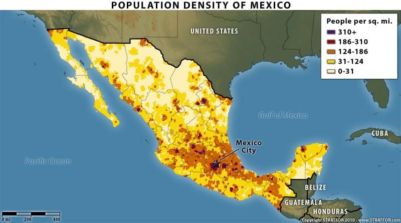 població mapa de Mèxic