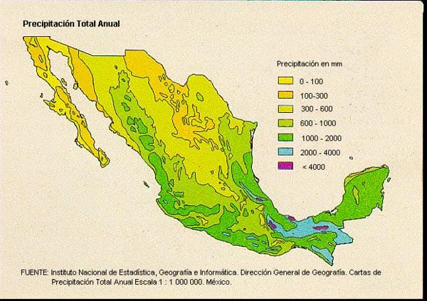 mapa de Mèxic precipitacions