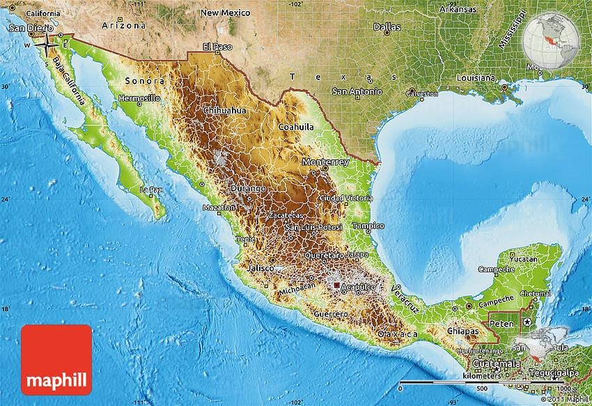 relleu mapa de Mèxic