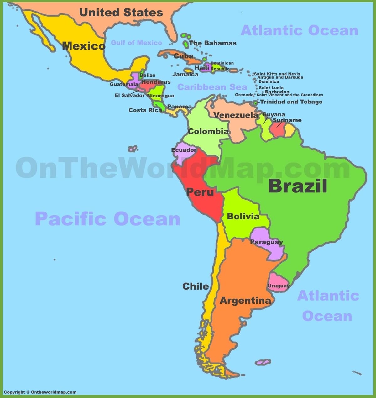 Mèxic i amèrica del sud mapa