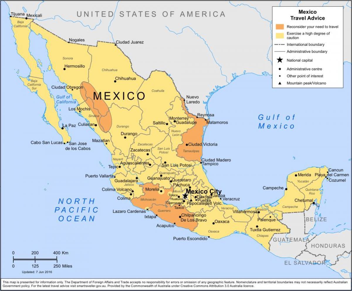 mapa de la costa oest de Mèxic