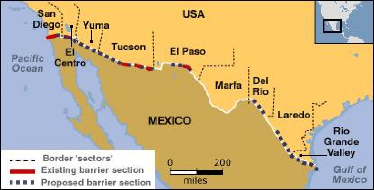 mapa de la frontera mexicana