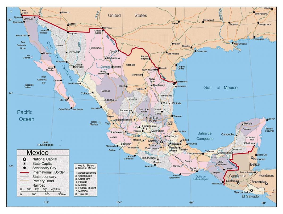 Mèxic mapa amb les principals ciutats