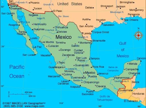 mapa de les estacions d'esquí de Mèxic