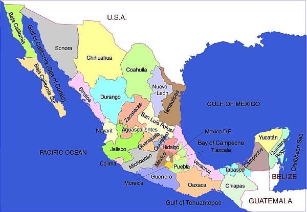 Mèxic mapa dels estats
