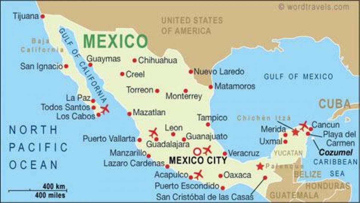 mapa d'aeroports a Mèxic