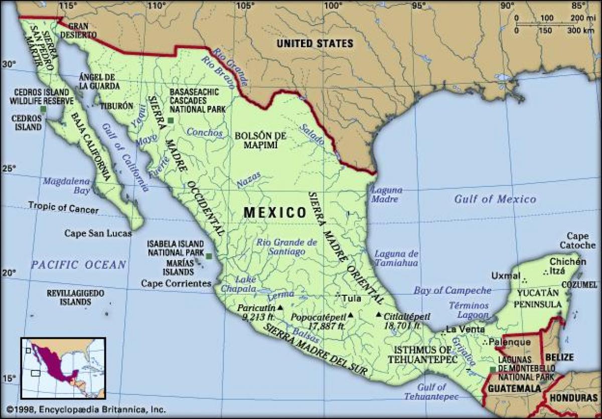 Mèxic mapa per a nens