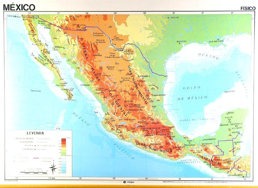 mapa geogràfic de Mèxic
