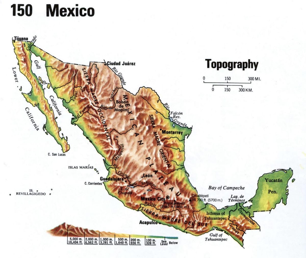 Mèxic mapa topogràfic