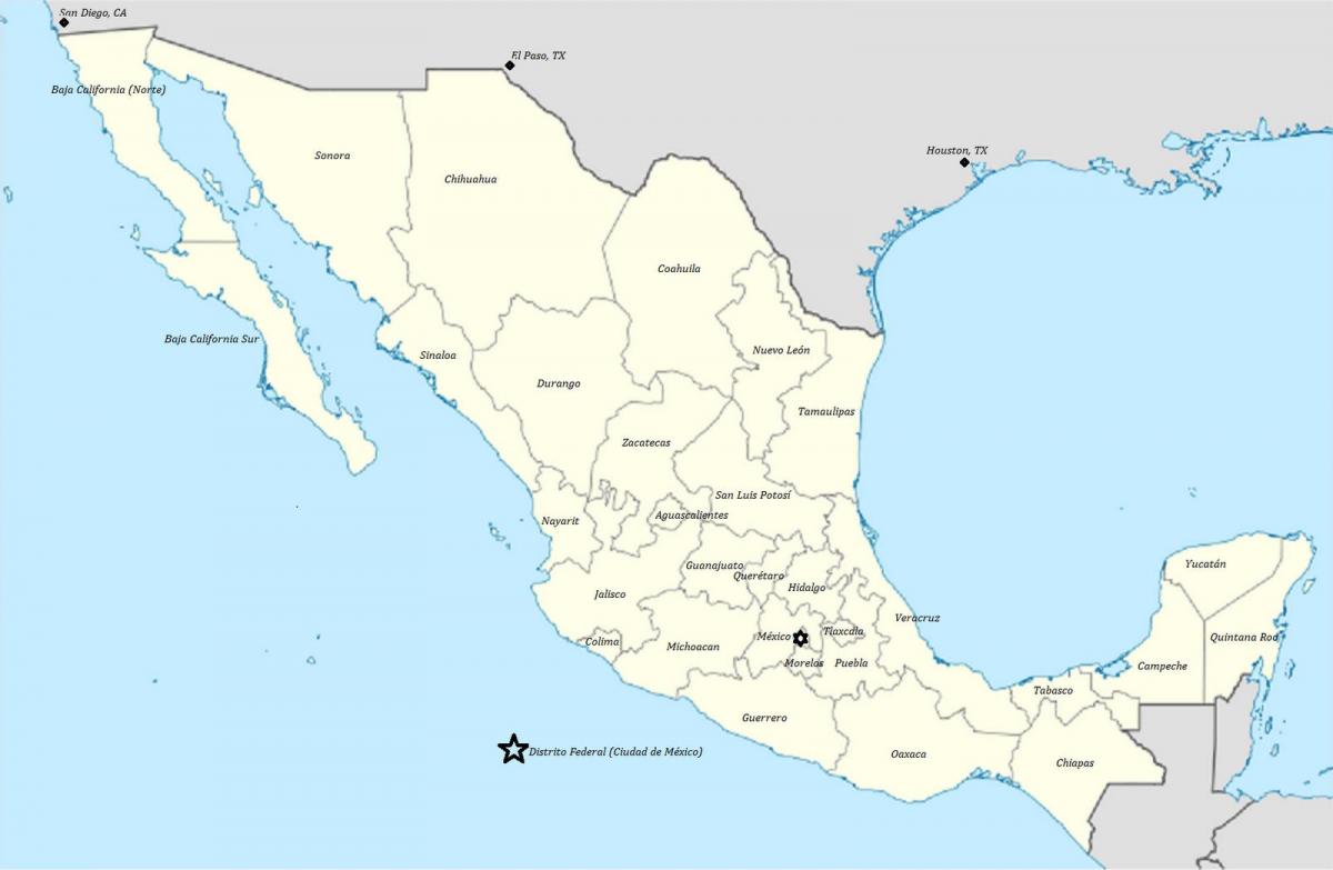 estats de Mèxic mapa