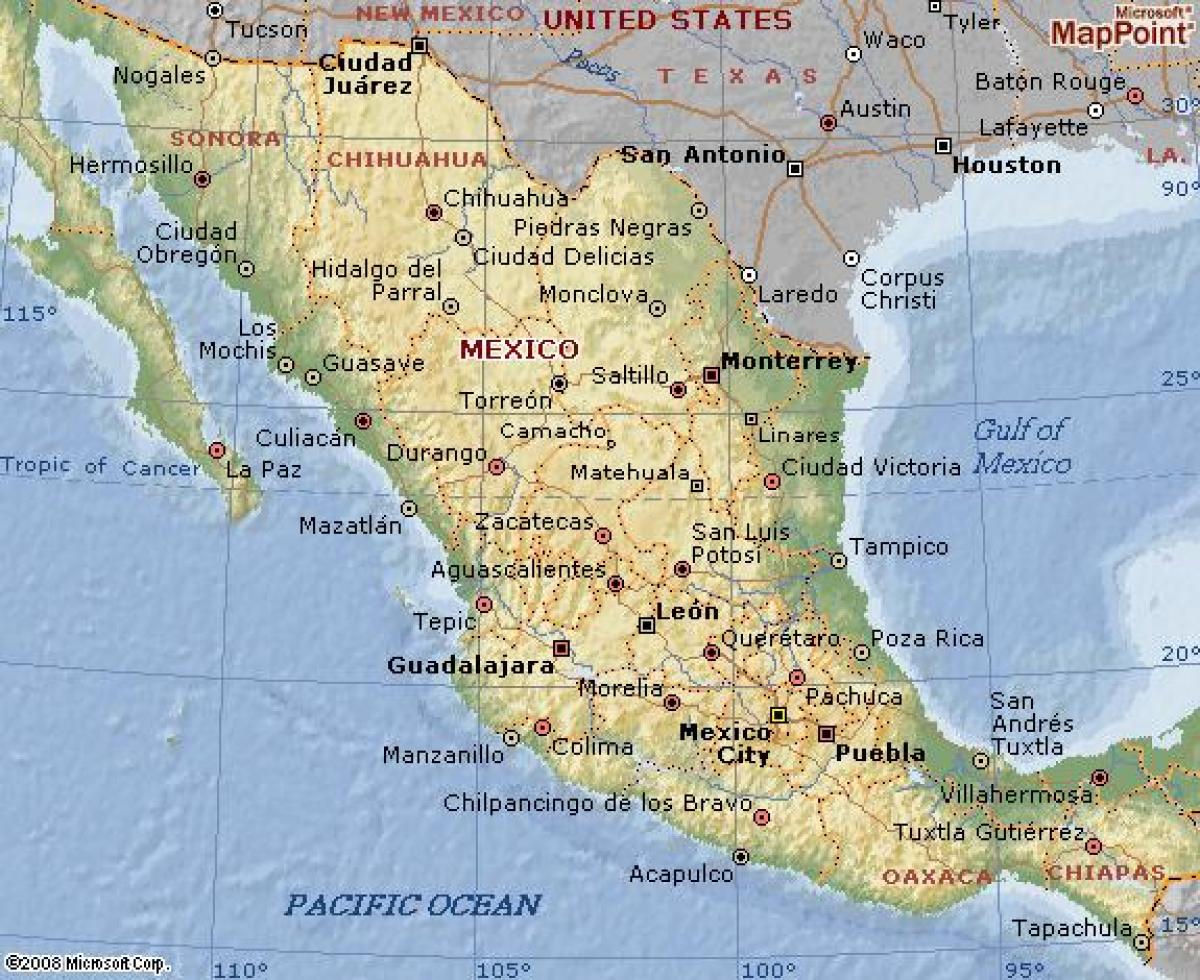 geografia de Mèxic mapa