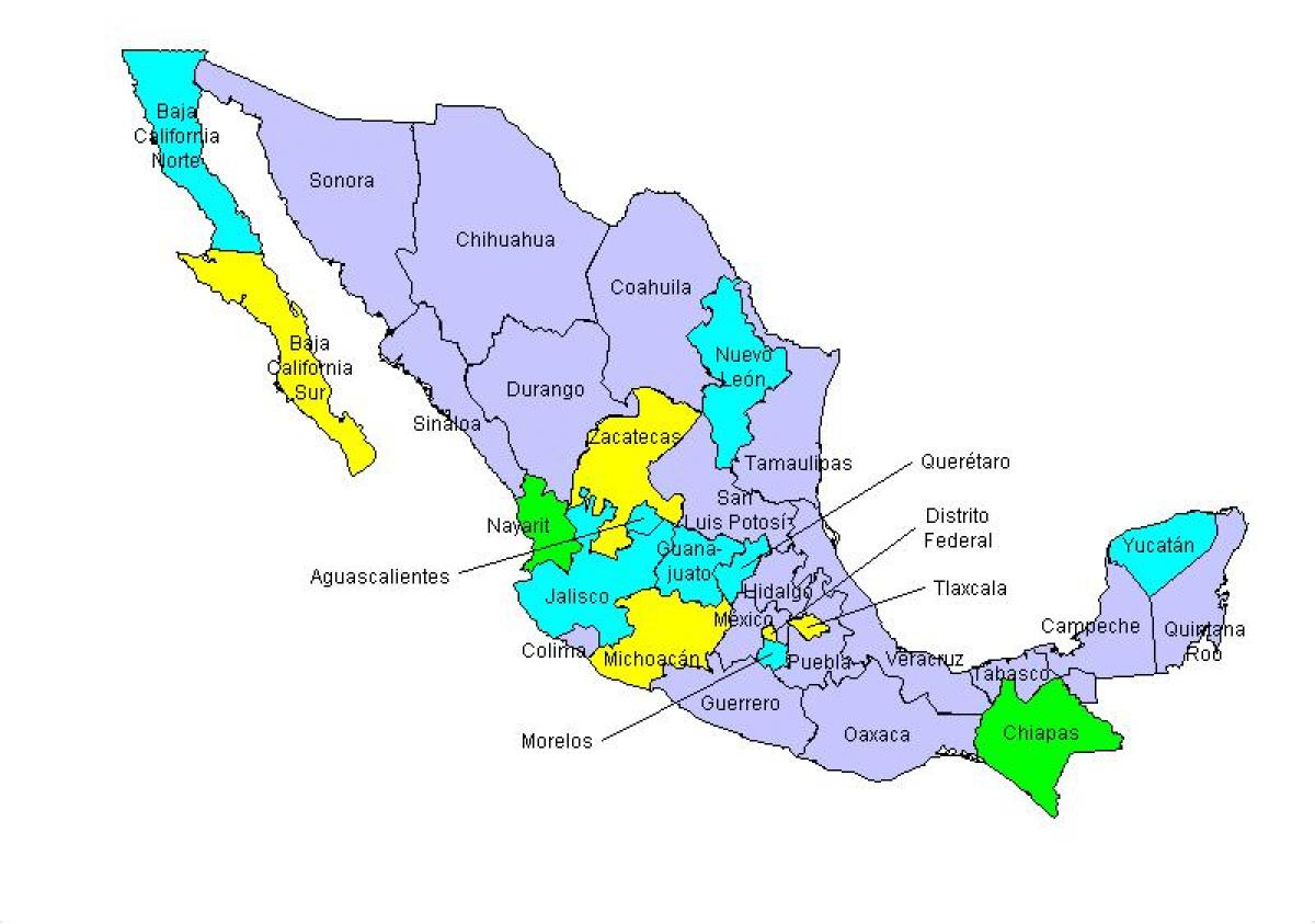 mapa de Mexicos estats