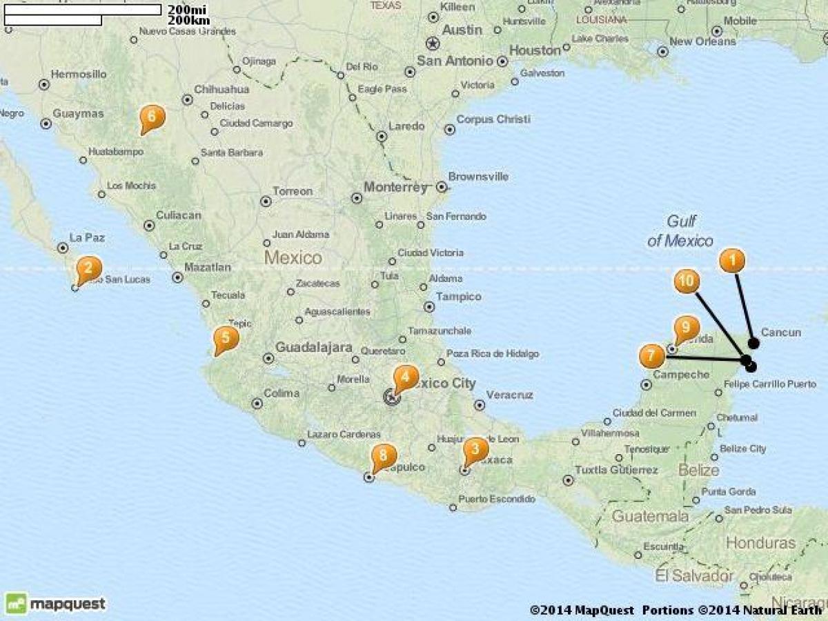 mapa de llocs de vacances a Mèxic