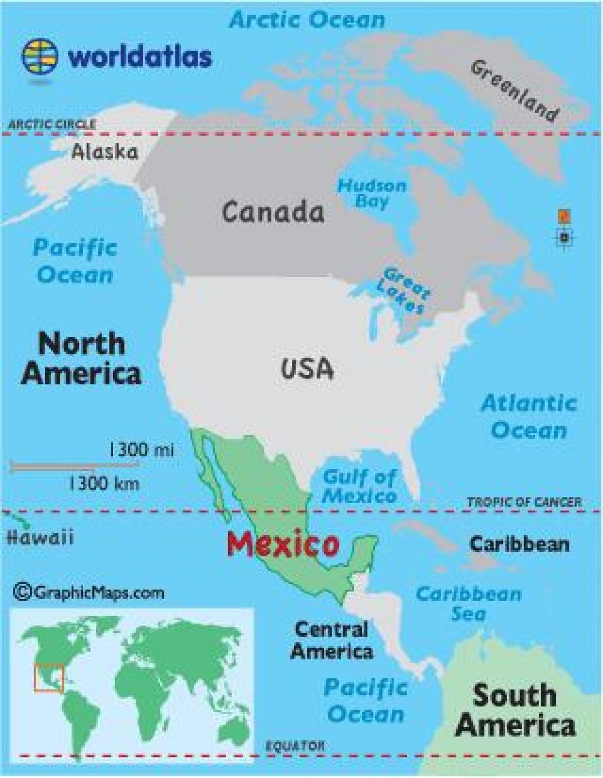 Mèxic en el mapa del món