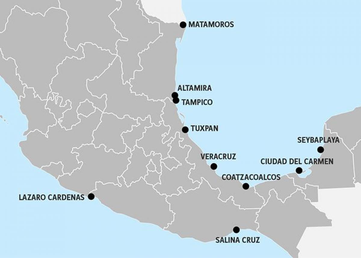 mapa de Mèxic ports