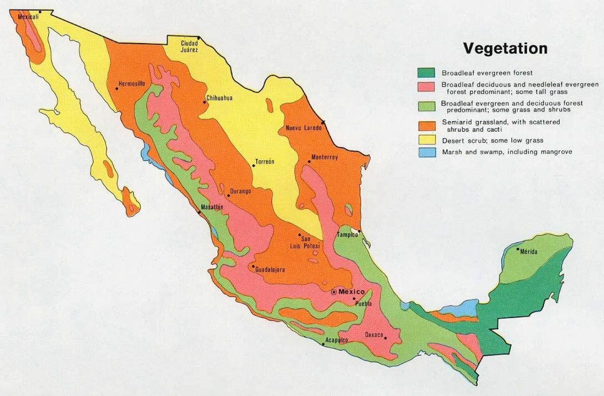 mapa de Mèxic natual recursos