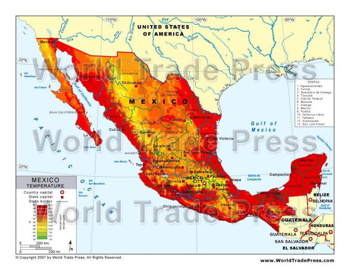 mapa de Mèxic temperatura