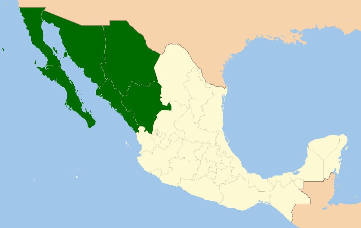 mapa del nord-oest de Mèxic