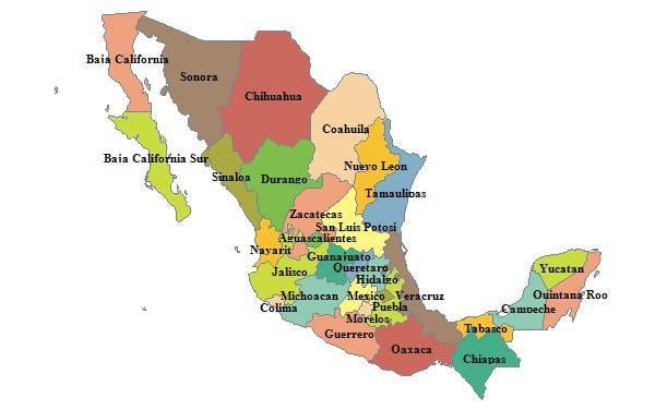 mapa de Mèxic províncies