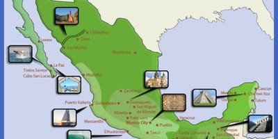 Mapa de Mèxic destinacions turístiques