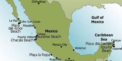 La costa est de Mèxic mapa