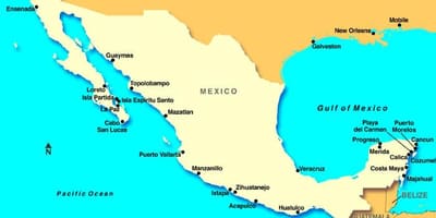 Mapa de Mèxic cruise ports