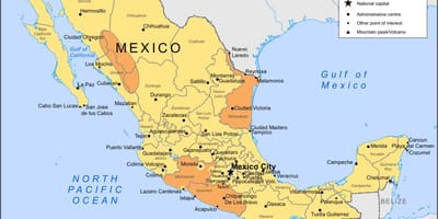 Mèxic mapa de destinacions turístiques