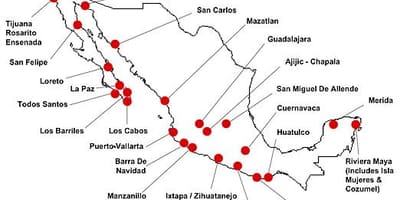 Mapa de Mèxic destinacions