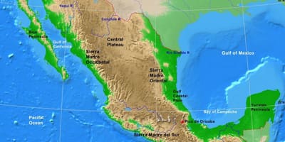 Mapa de Mèxic landforms