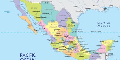 Mapa de Mèxic amb ciutats i estats