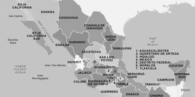 Mapa de Mèxic en blanc i negre